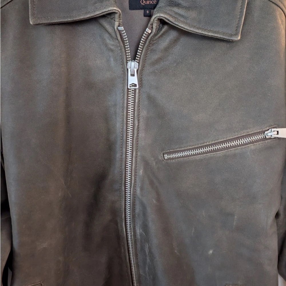 Quince Brown Leather Jacket for Women - Picture 4 of 5